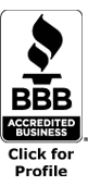 Black and white logo with a torch design above the bold letters "BBB" and the words "Accredited Business" underneath, indicating a Better Business Bureau accreditation.